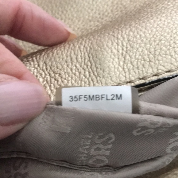 Michael Kors Bedford Tassel Gold Pebbled Leather Flap Bag - Picture 16 of 16